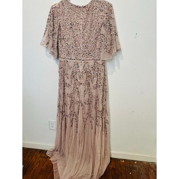 MAC DUGGAL 93681 Vintage Lilac Pink Sequined Butterfly High Low Gown Dress 2 - Picture 11 of 13